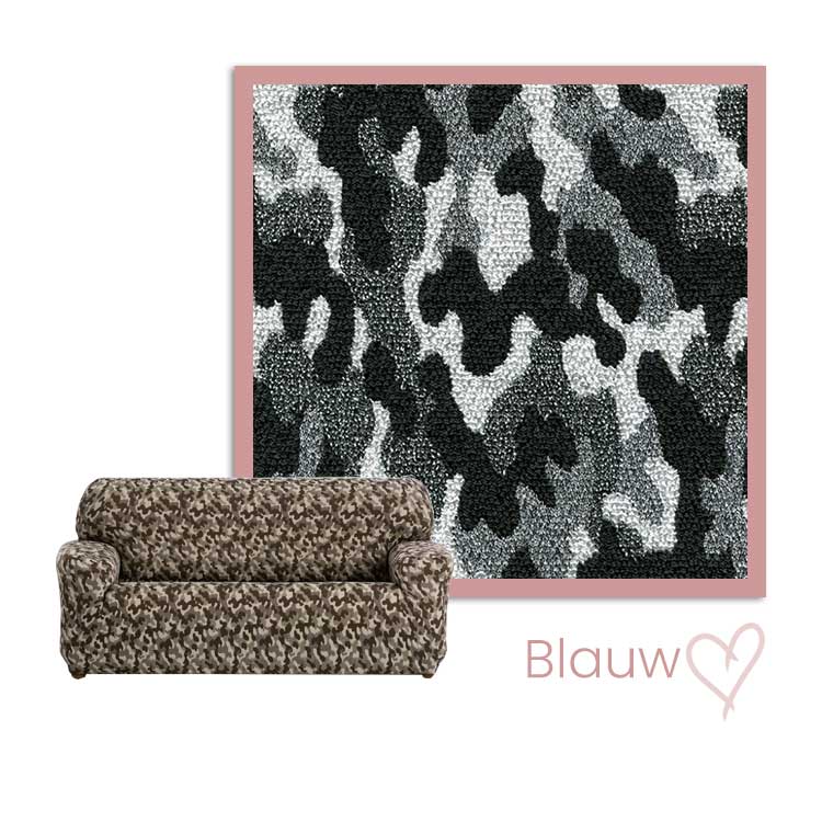 Kleurstaal Bankhoes Camo Donkergrijs