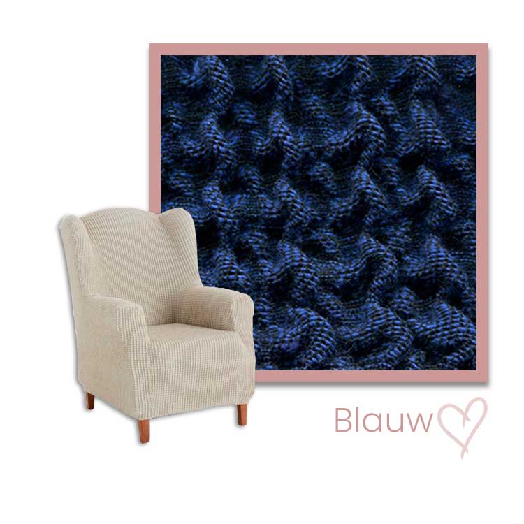 Kleurstaal stoelhoes oorfauteuil blauw