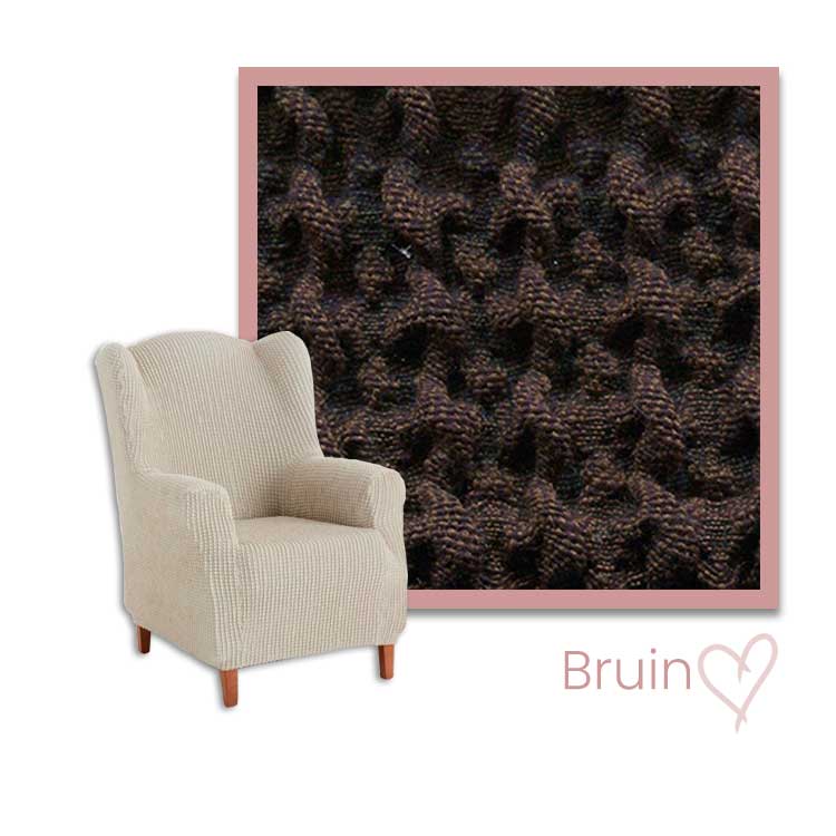 Kleurstaal stoelhoes oorfauteuil bruin