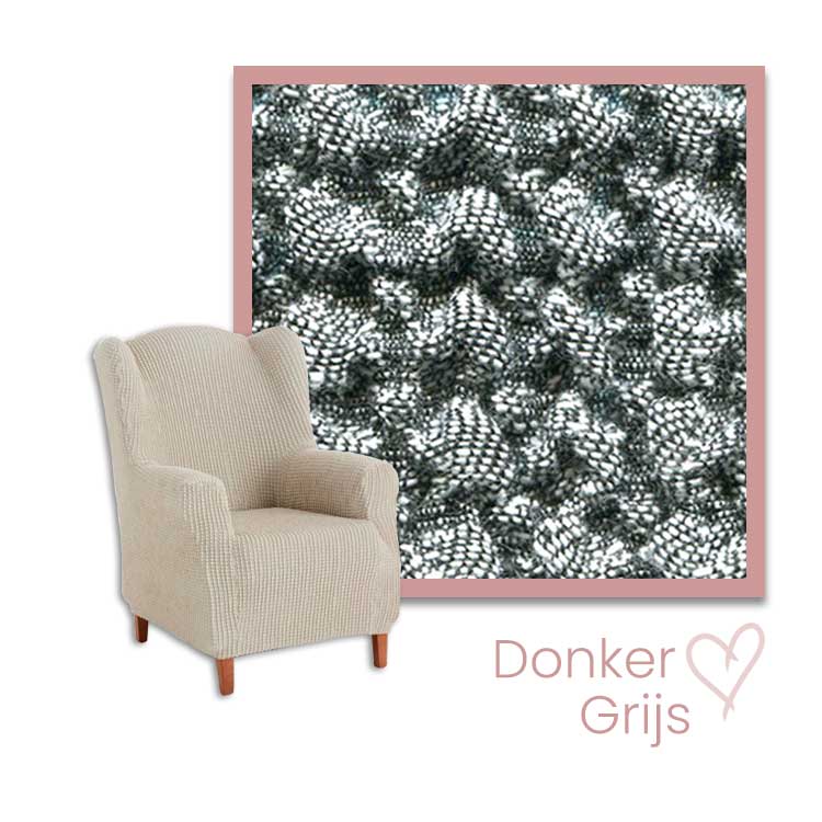 Kleurstaal stoelhoes oorfauteuil donkergrijs