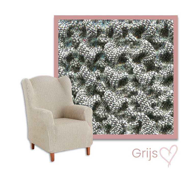 Kleurstaal stoelhoes oorfauteuil grijs