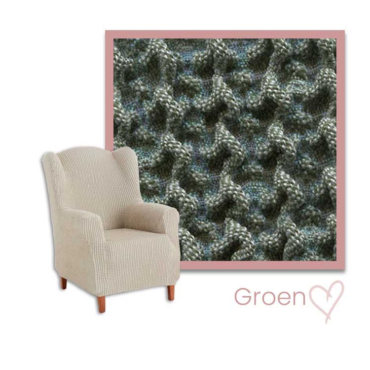 Kleurstaal stoelhoes oorfauteuil groen