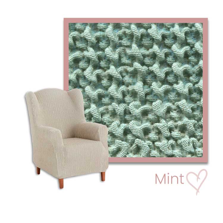 Kleurstaal stoelhoes oorfauteuil mint