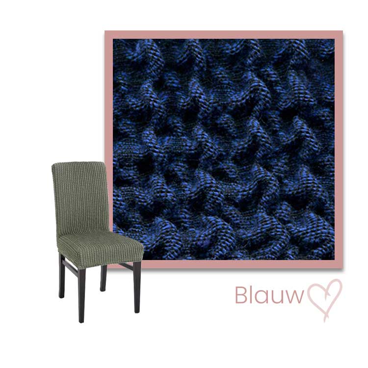 Kleurstaal stoelhoes Milos hoge rug blauw