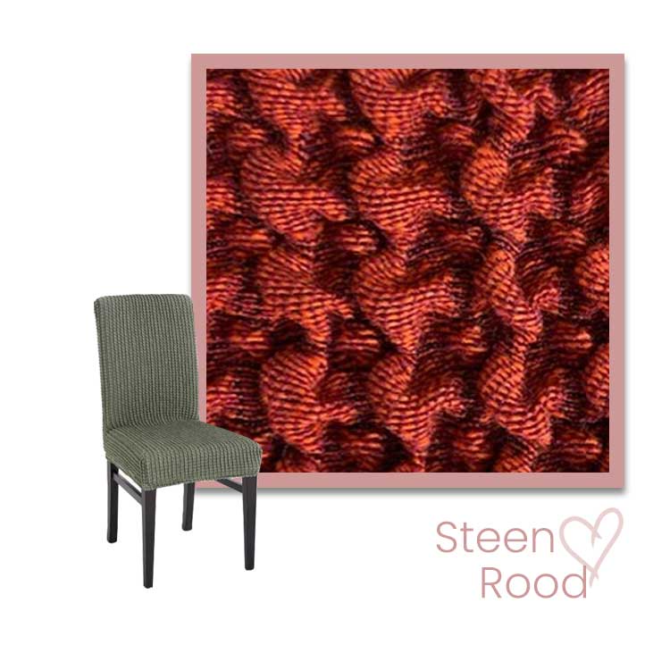 Kleurstaal stoelhoes Milos hoge rug steenrood