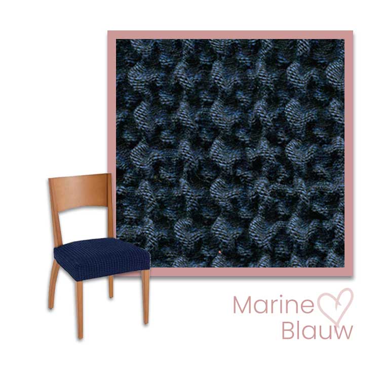Kleurstaal stoelhoes Milos twee stoelzittingen Marineblauw