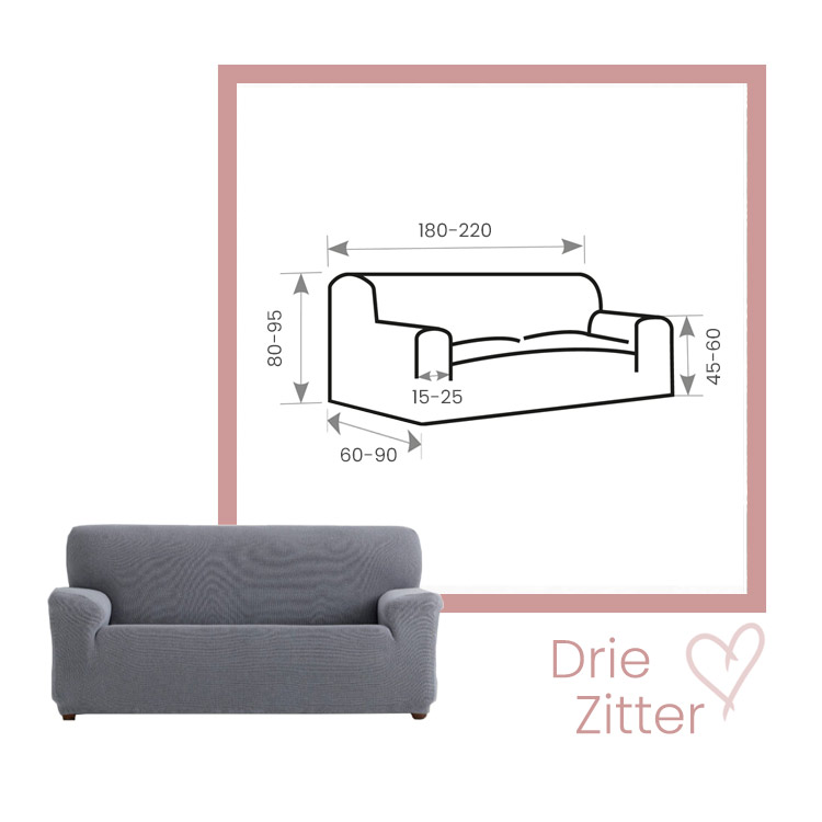 Afmetingen Bankhoes Kreta driezitter