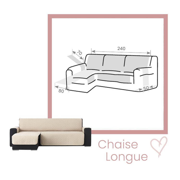 Afmetingen Bankbeschermer Geo Quilt Chaise Longue Links 240cm