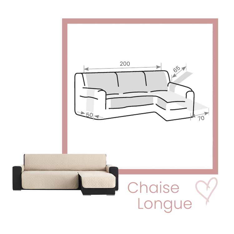 Afmetingen Bankbeschermer Geo Quilt Chaise Longue Rechts 200cm