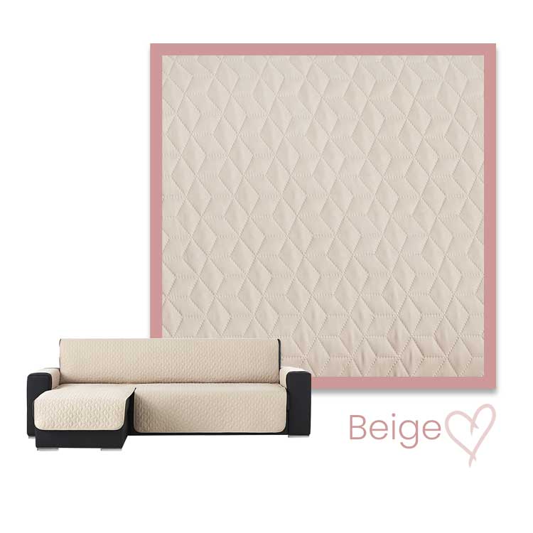Kleurstaal Bankbeschermer Geo Quilt Chaise Longue Links Beige