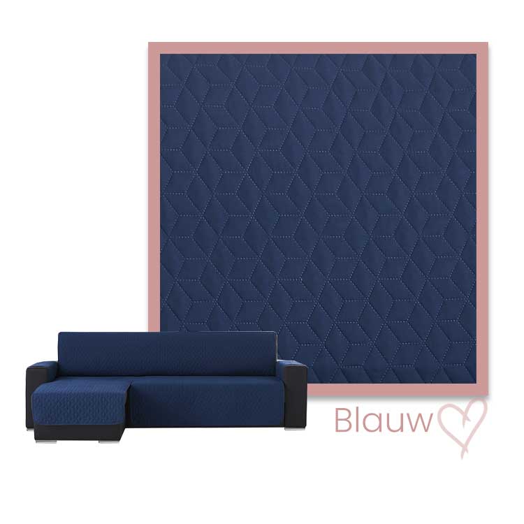 Kleurstaal Bankbeschermer Geo Quilt Chaise Longue Links Blauw
