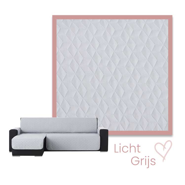 Kleurstaal Bankbeschermer Geo Quilt Chaise Longue Links Lichtgrijs