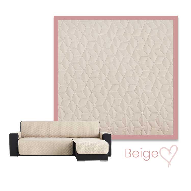 Kleurstaal Bankbeschermer Geo Quilt Chaise Longue Rechts Beige