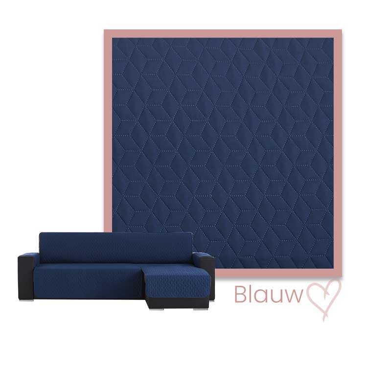 Kleurstaal Bankbeschermer Geo Quilt Chaise Longue Rechts blauw