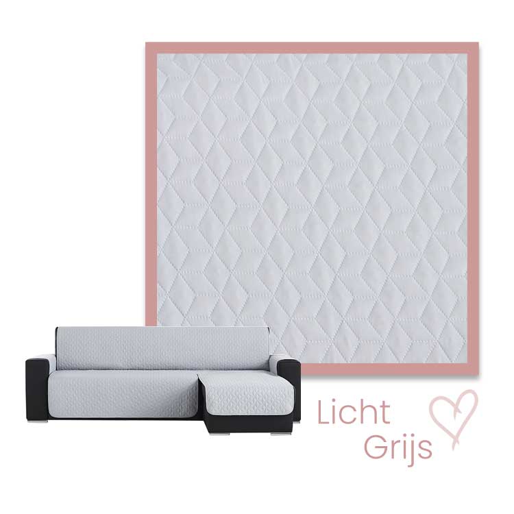 Kleurstaal Bankbeschermer Geo Quilt Chaise Longue Rechts Lichtgrijs