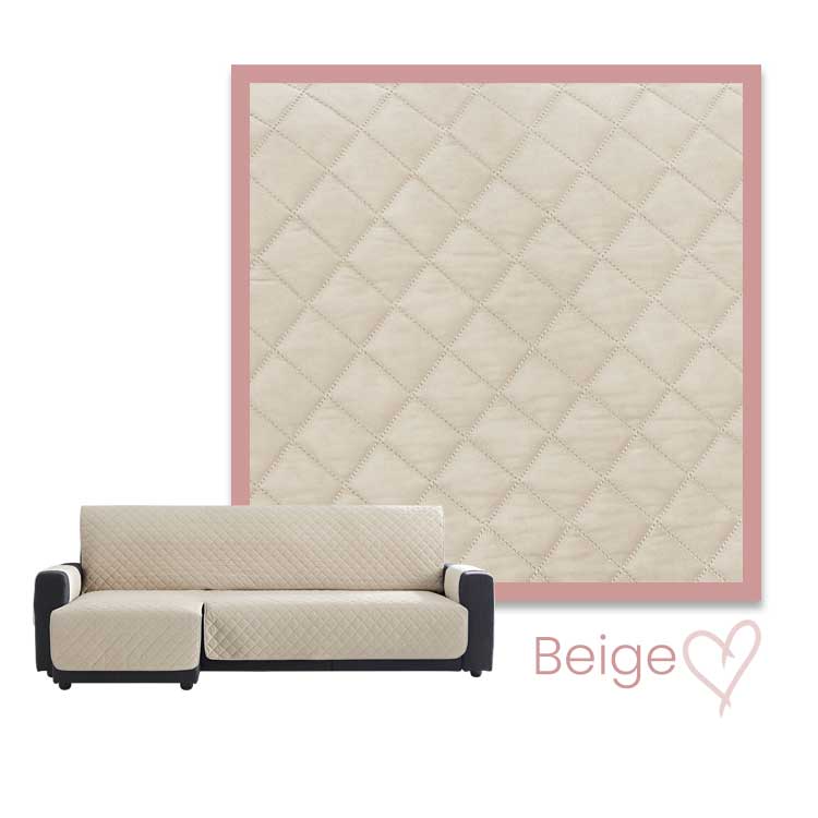 Kleurstaal Bankbeschermer Velvet Quilt Chaise Longue Links Beige