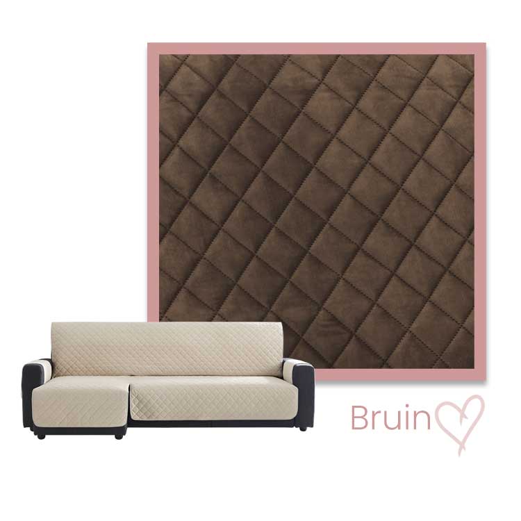 Kleurstaal Bankbeschermer Velvet Quilt Chaise Longue Links bruin