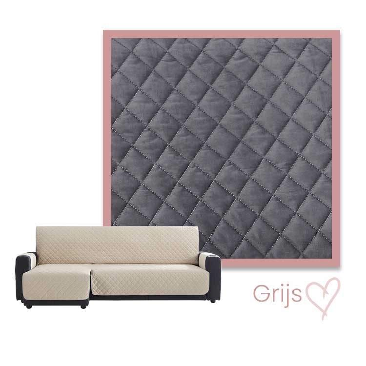 Kleurstaal Bankbeschermer Velvet Quilt Chaise Longue Links grijs