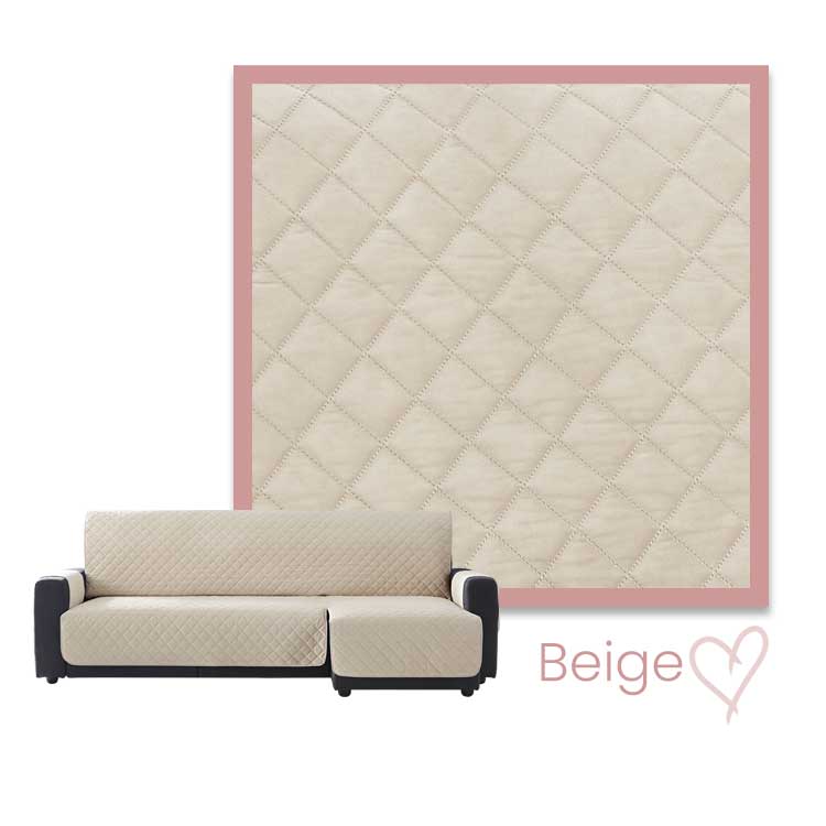 Kleurstaal Bankbeschermer Velvet Quilt Chaise Longue Rechts Beige