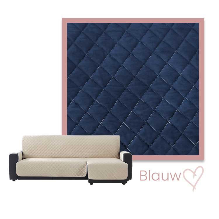 Kleurstaal Bankbeschermer Velvet Quilt Chaise Longue Rechts blauw