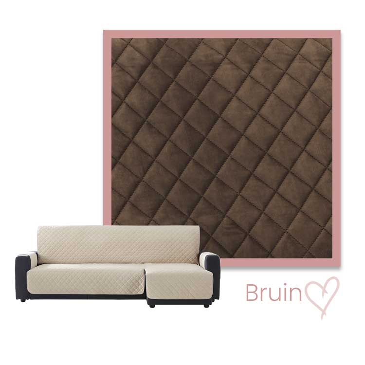 Kleurstaal Bankbeschermer Velvet Quilt Chaise Longue Rechts bruin