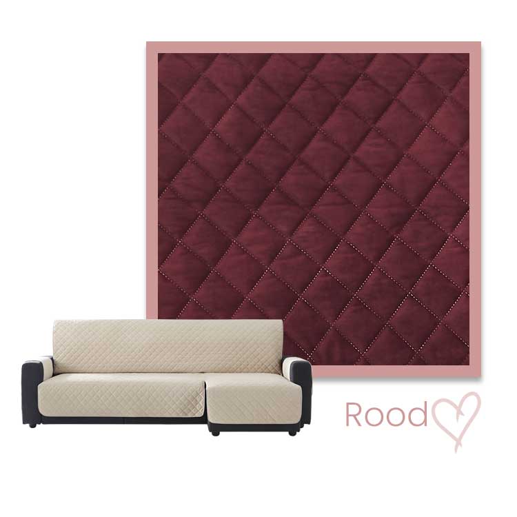 Kleurstaal Bankbeschermer Velvet Quilt Chaise Longue Rechts rood