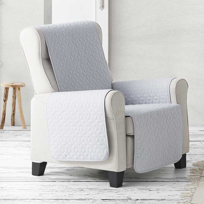 Fauteuilbeschermer Geo Quilt Lichtgrijs